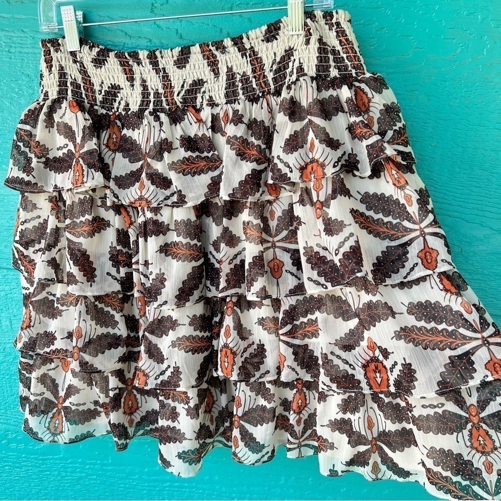 ANTHRO LET ME BE RUFFLE SHEER TIERED FOREST FAIRY FLORAL MINI SKIRT XL NWT - Picture 5 of 16